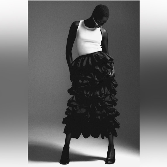 H&M RUFFLED MAXI SKIRT - Picture 1 of 6